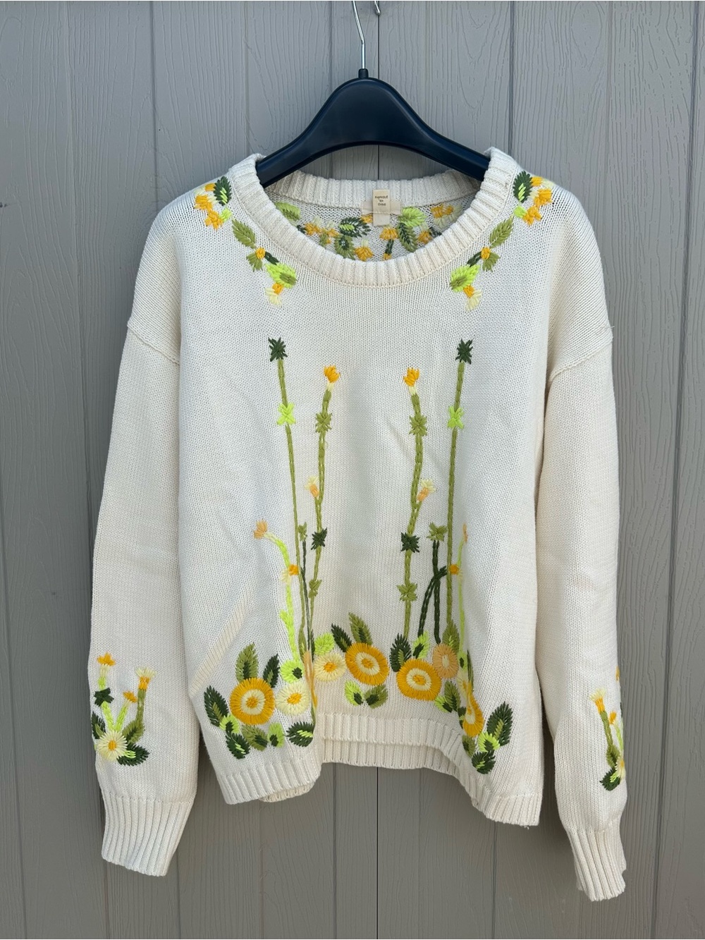 Tiny by Anthropologie Cream Sweater with Yellow & Green Floral Embroidery - Picture 3 of 5